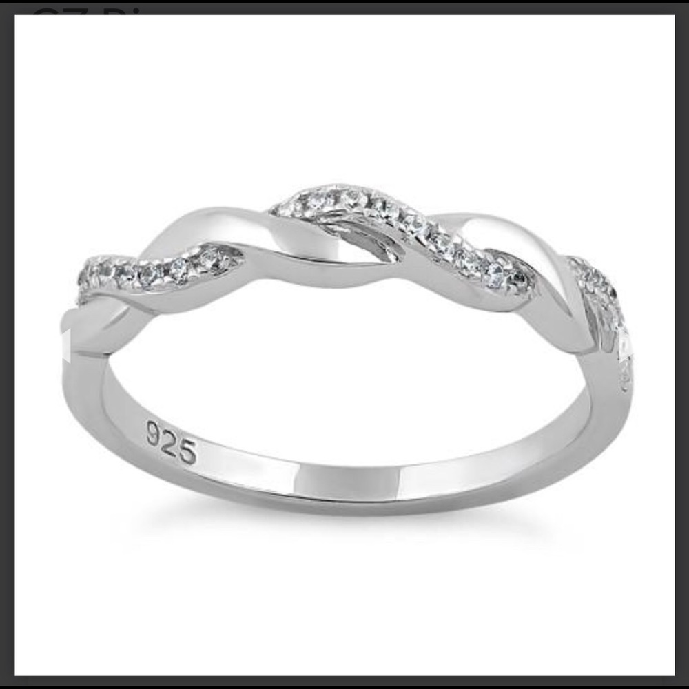 Sterling Silver Braided Clear CZ Ring - Picture 6 of 8